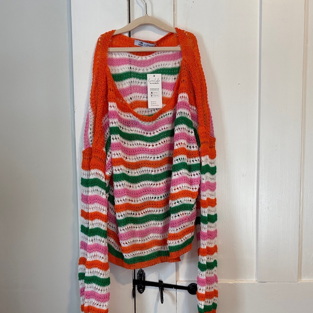 Colorful Striped Swim Coverup Top